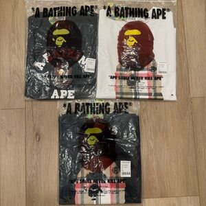 Bape Short Sleeve Tees - Black, White, Gray